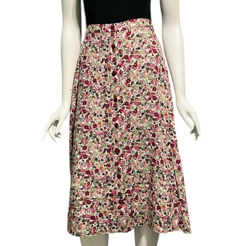 Christopher & Banks Button Down Floral Print Skirt Hemmed size 12 - Picture 1 of 7